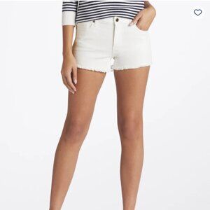 Cosmic Blue Love Frayed Hem Shorts, White